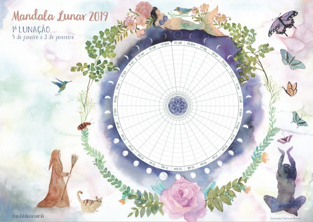 ✶ ☾ Baixe gratuitamente as Lunações da Mandala Lunar 2019 ☽